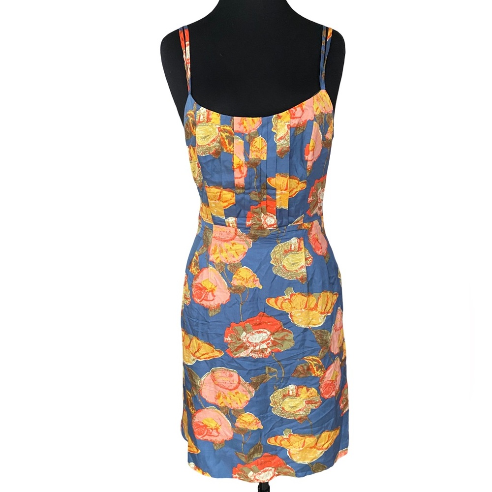 Maeve silk blend floral cut out back spaghetti strap mini dress size 8